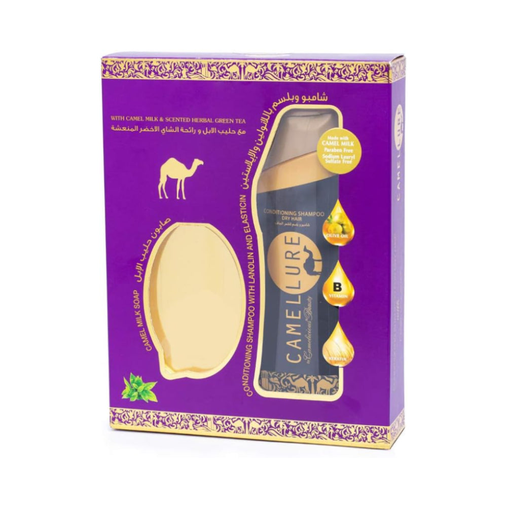 Camellure Conditioning Shampoo Dry Hair 200ml + Camel Milk Green Tea Soap 125gm