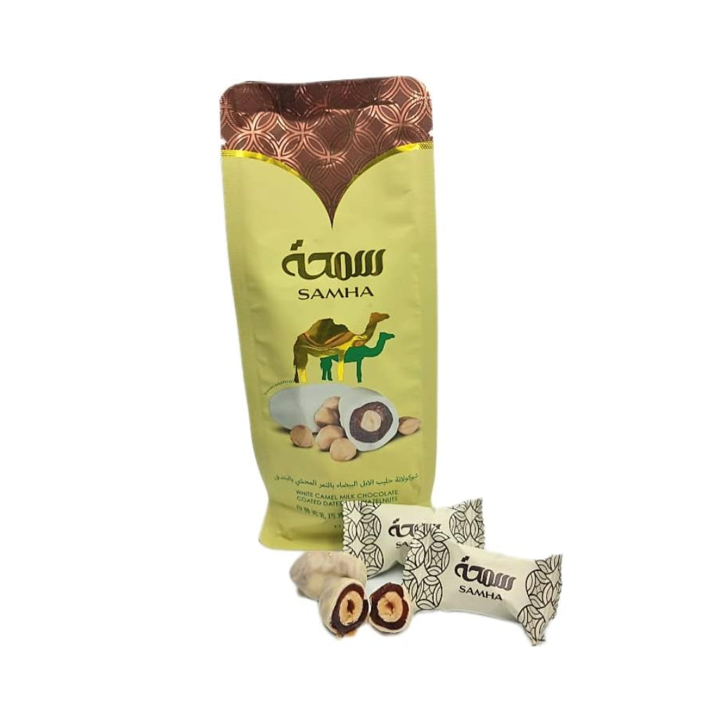 Samha Camel Milk White Chocolate Coated Dates with Hazelnuts 190g