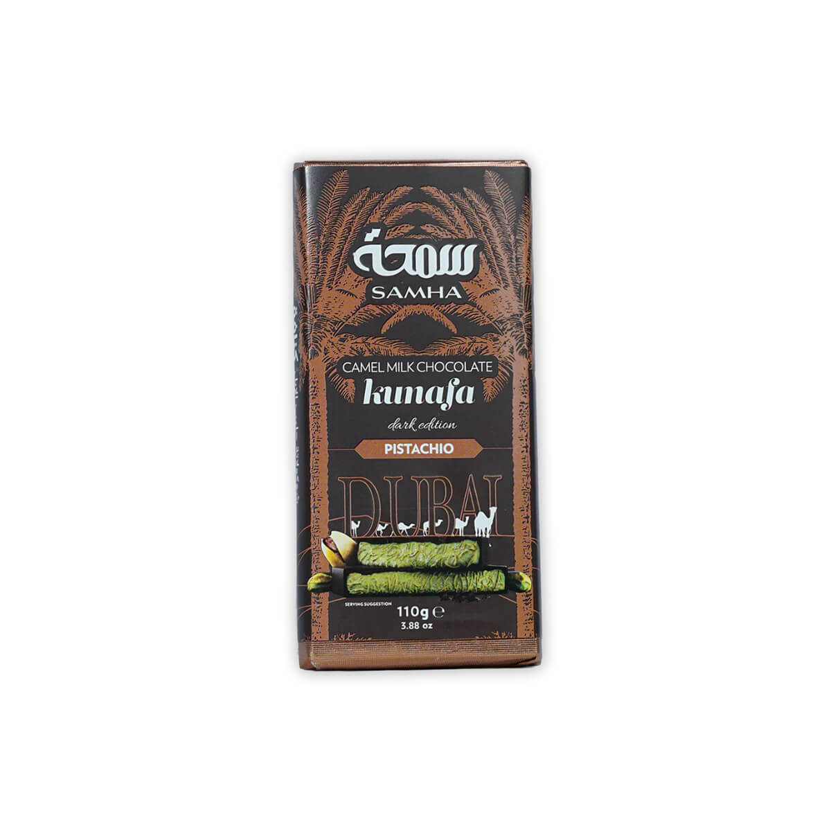 Samha Pistachio Kunafa Camel Milk Dark Dubai Chocolate 110g
