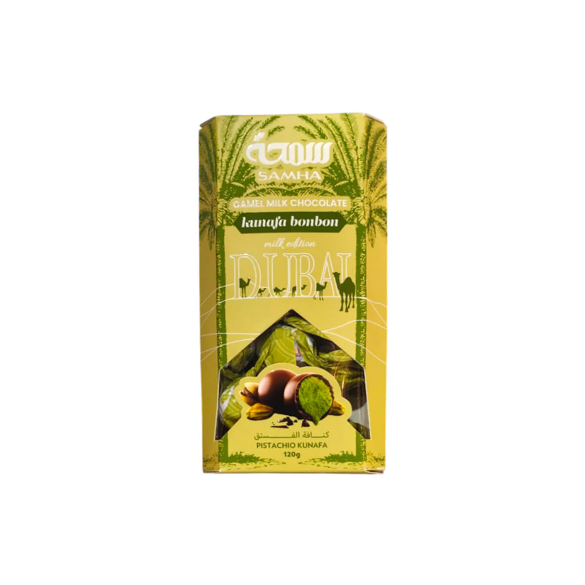 Samha Pistachio Kunafa Camel Milk Dubai Chocolate 120g