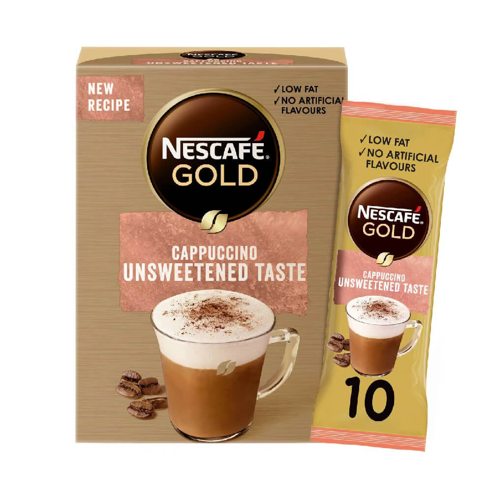 Nescafe Gold Cappuccino Unsweetened Coffee 10x14.2gm