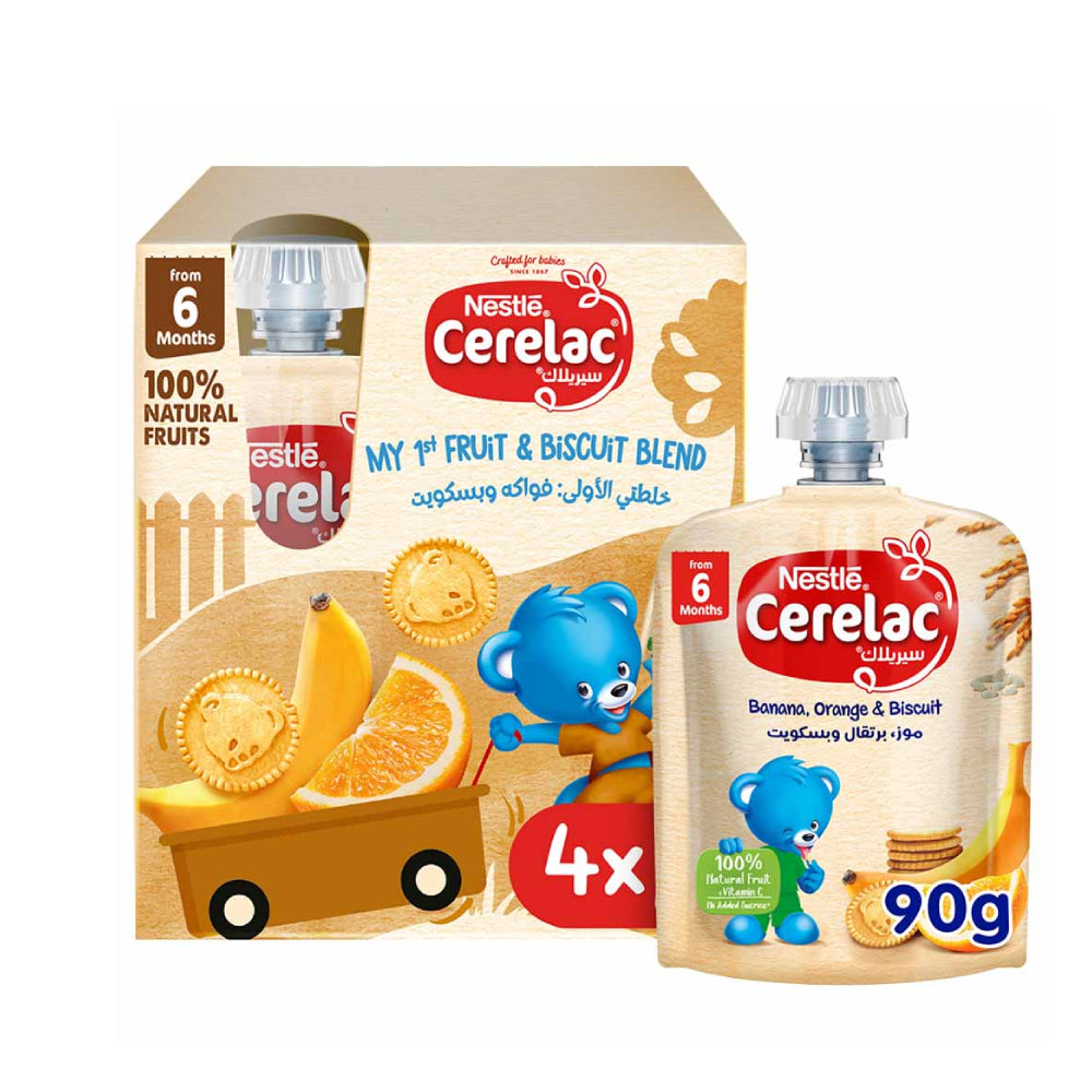 Cerelac My 1st Puree Banana & Orange Biscuit Blend  Baby Food 4x90gm
