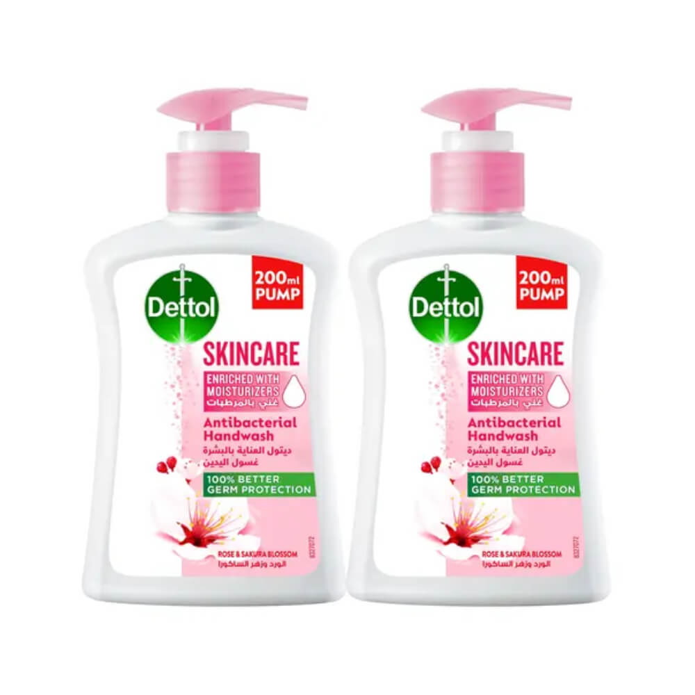 Dettol Skincare Anti-Bacterial Liquid Hand Wash Rose & Sakura Blossom 2x200Ml