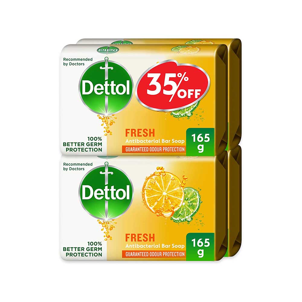 Dettol Bar Soap Fresh @35% Off 120Gx4