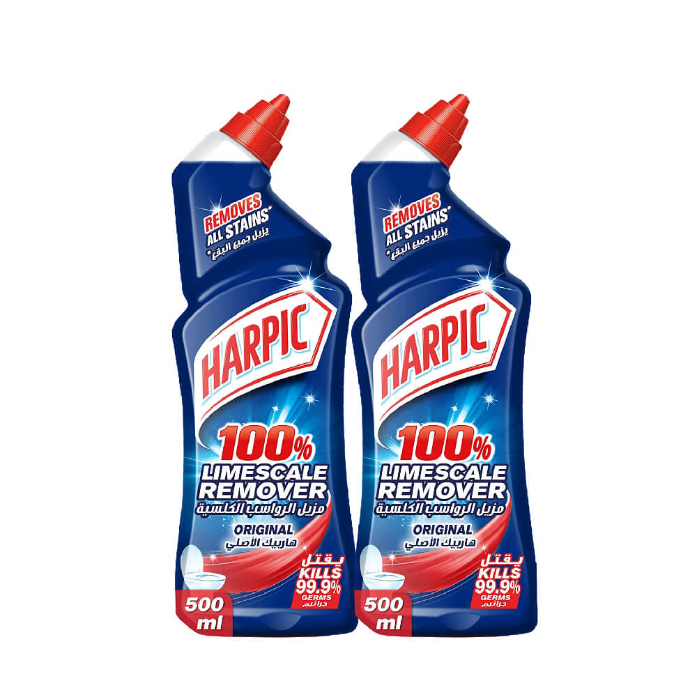 Harpic Liquid Toilet Cleaner Limescale Remover 500mlx2