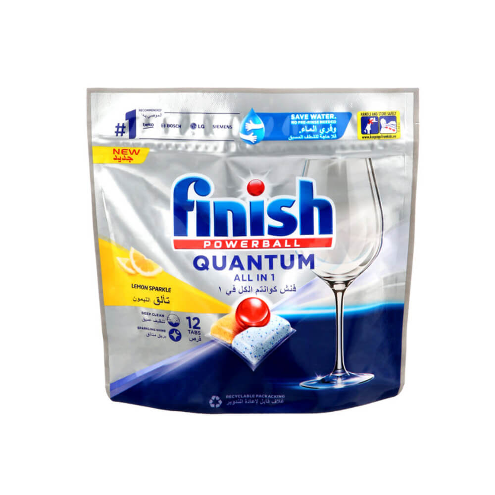 Finish Powerball Quantum All in 1 Lemon Sparkle Dishwasher Tablets 12s