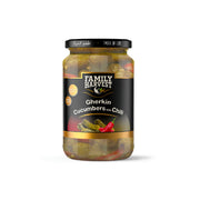 Family Harvest Mini Gherkin Cucumbers With Chili 300g