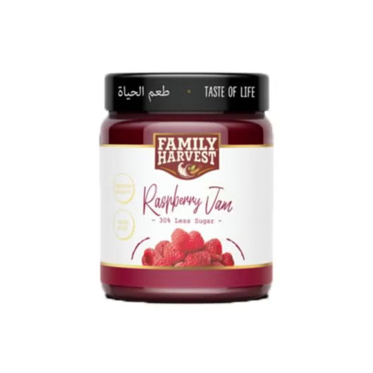 Family Harvest Raspberry Jam 30% Less Sugar 210g