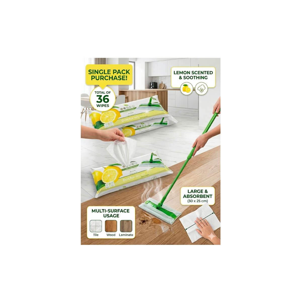 Dr. Wipes Floor Wet Mopping 36's