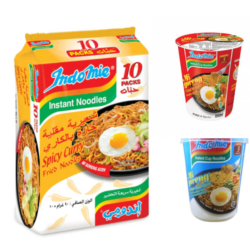 Indomie Spicy Curry 10x90gm + Mixed Fried Cups (10+2)
