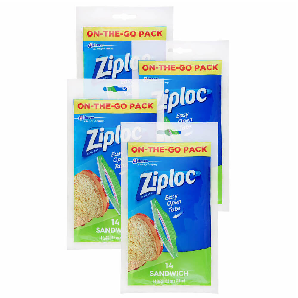 Ziploc Sandwich Bags 14 BagsX4 3+1 free