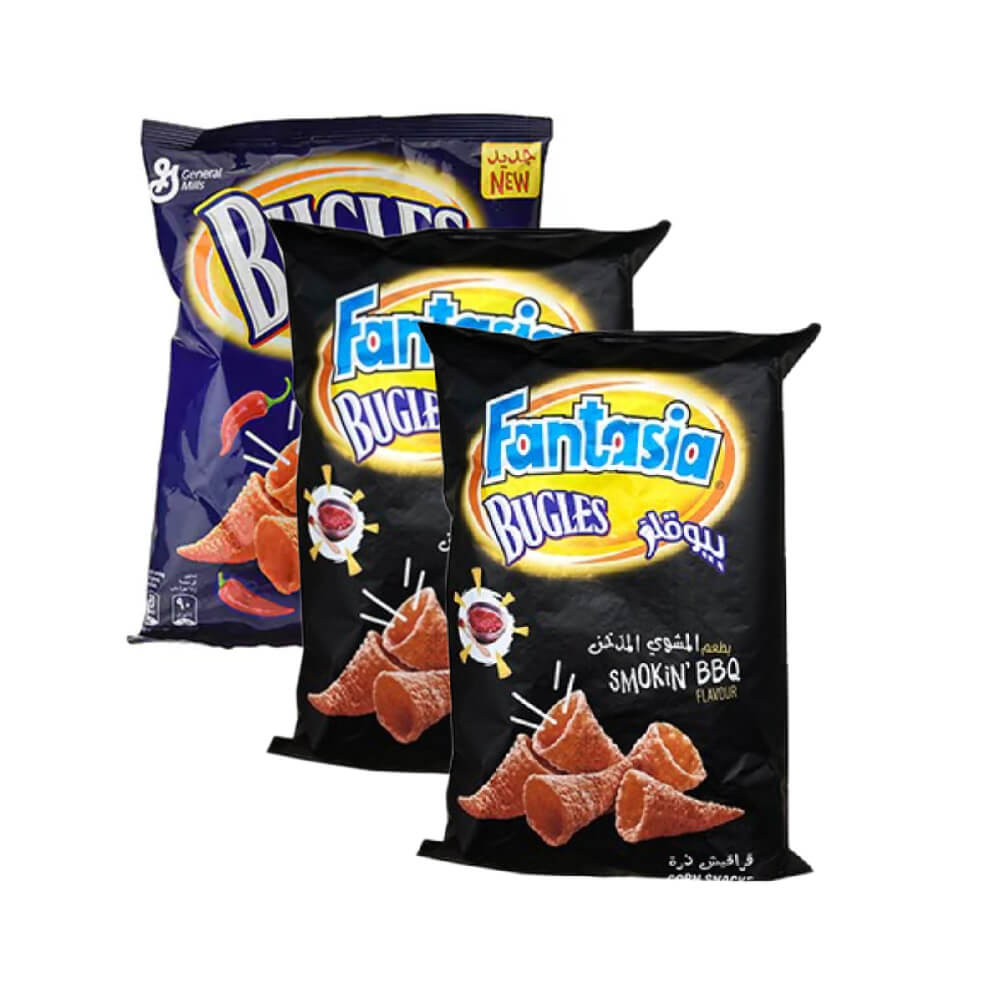Fantasia Bugles Smokin BBQ + Sweet Chili Chips 3x60gm