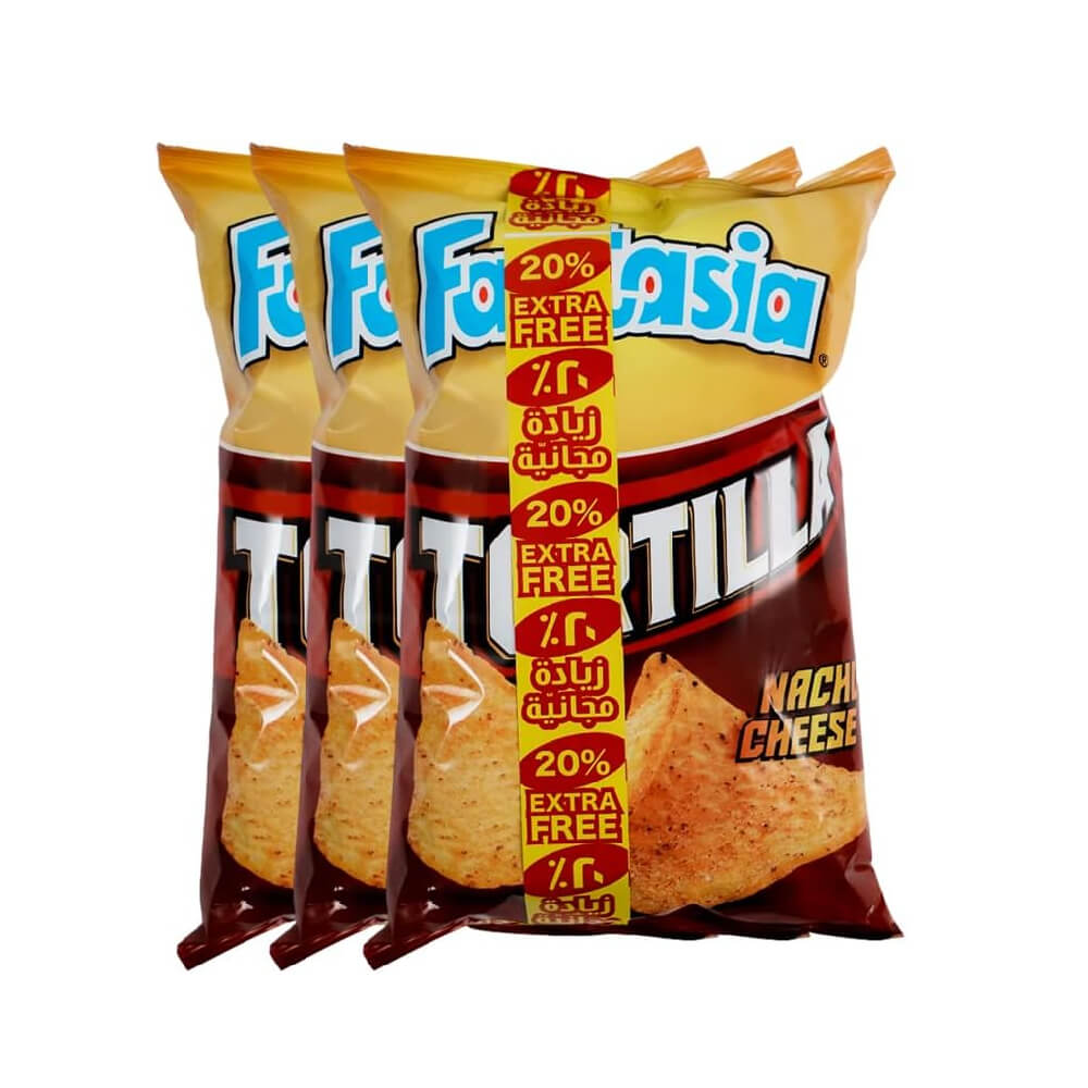 Fantasia Tortilla Nacho Cheese Chips 3x45gm