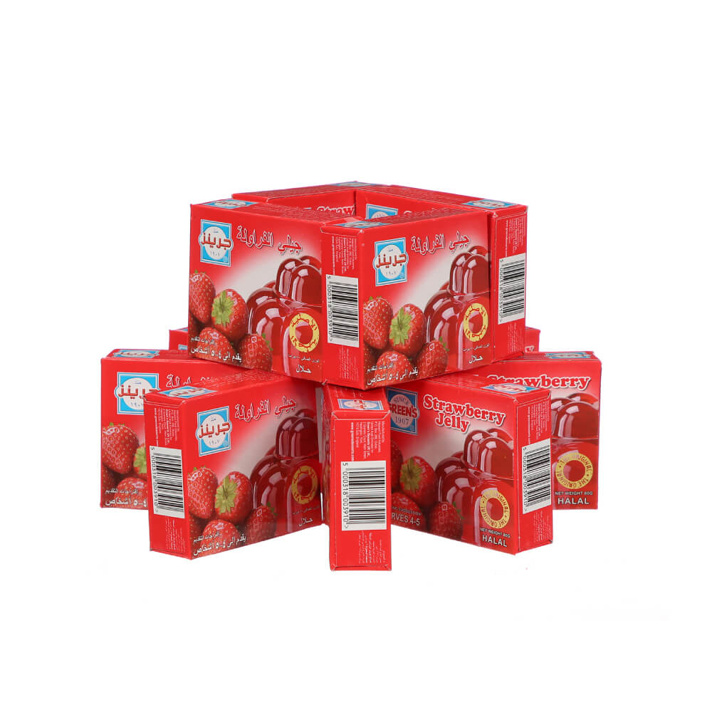 Greens Jelly Strawberry 12x80gm Promo