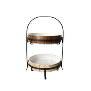 Shallow 2 Tier Serving With Metal Stand