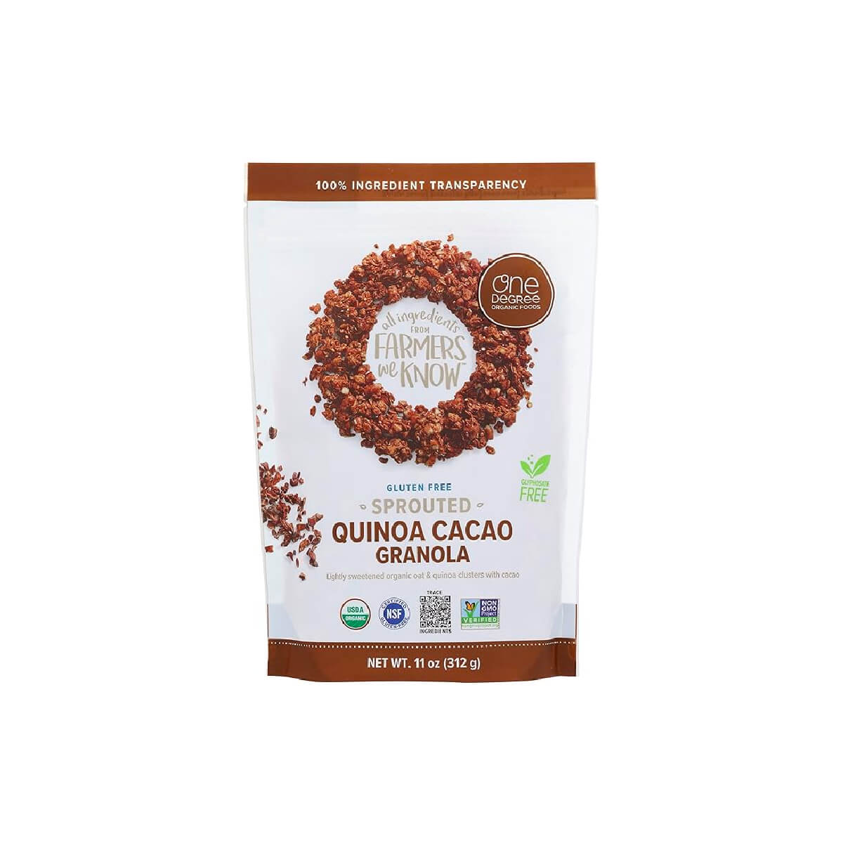 One Degree Organic Gluten-free Sprouted Oat Quinoa Cacao Granola 312g