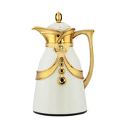 Arabic Dallah Flask Matte Cream White And Golden 1.0L