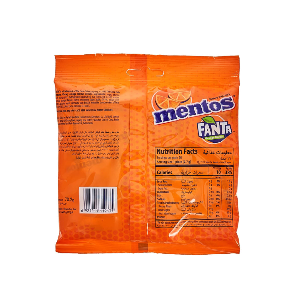 Mentos Fanta Orange Flavour Chewy Drages 26 Pieces