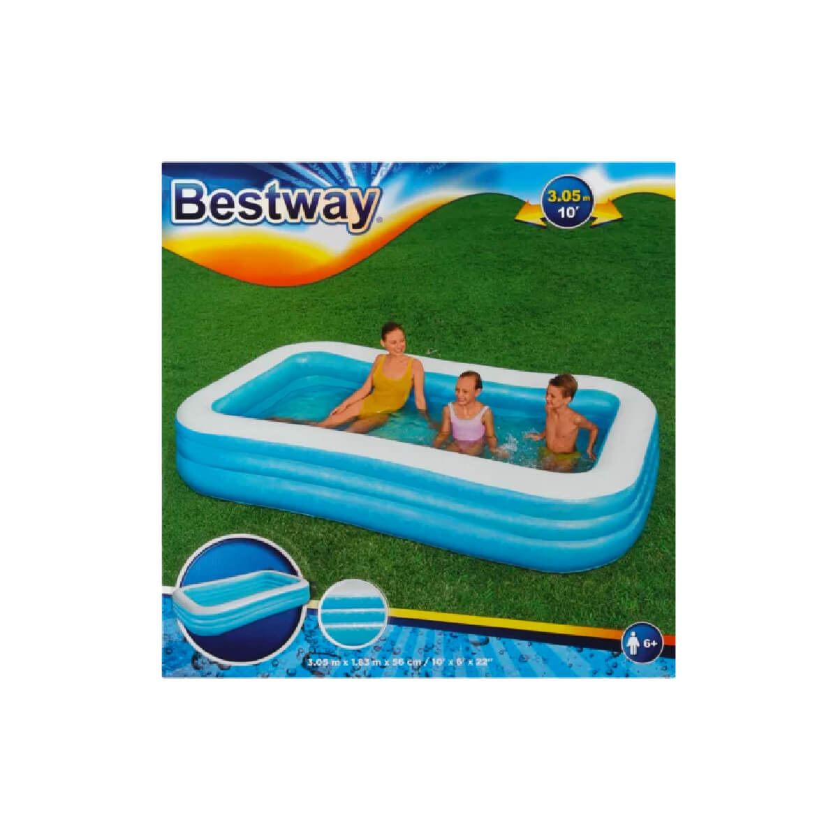 Bestway Rectangular Blue Play Pool 305cm x 183cm x 56cm
