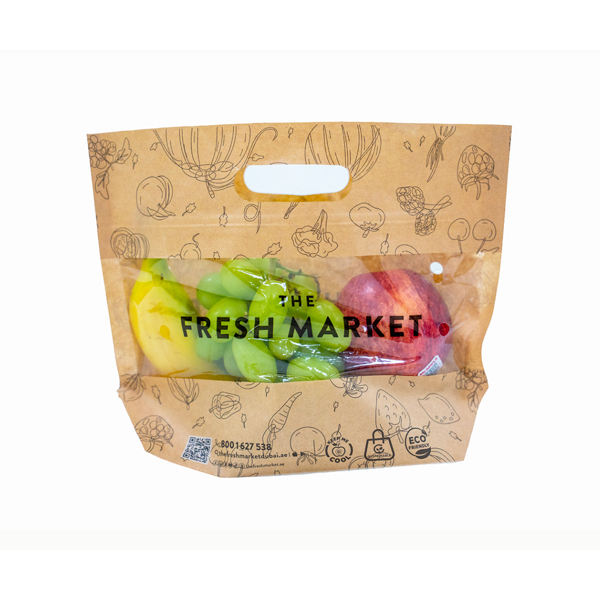 Mix Fruits Pouches (Banana+Apple+Grapes) Approx-615gm Pack