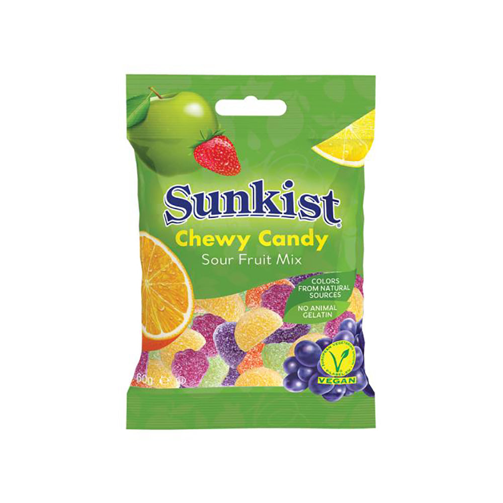 JB Sunkist Sour Chewy Candy Fruit Mix 60g