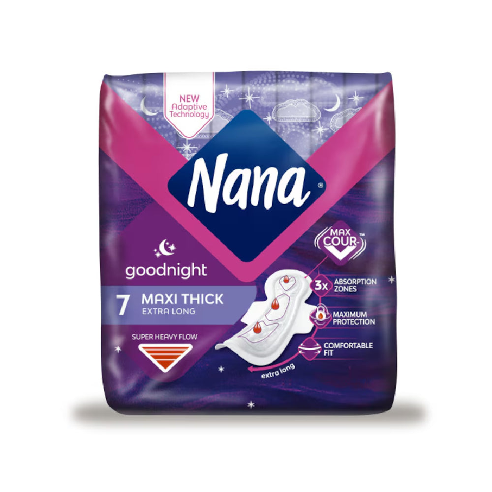 Nana Goodnight Maxi Thick Extra Long Sanitary Pads With Wings 7s