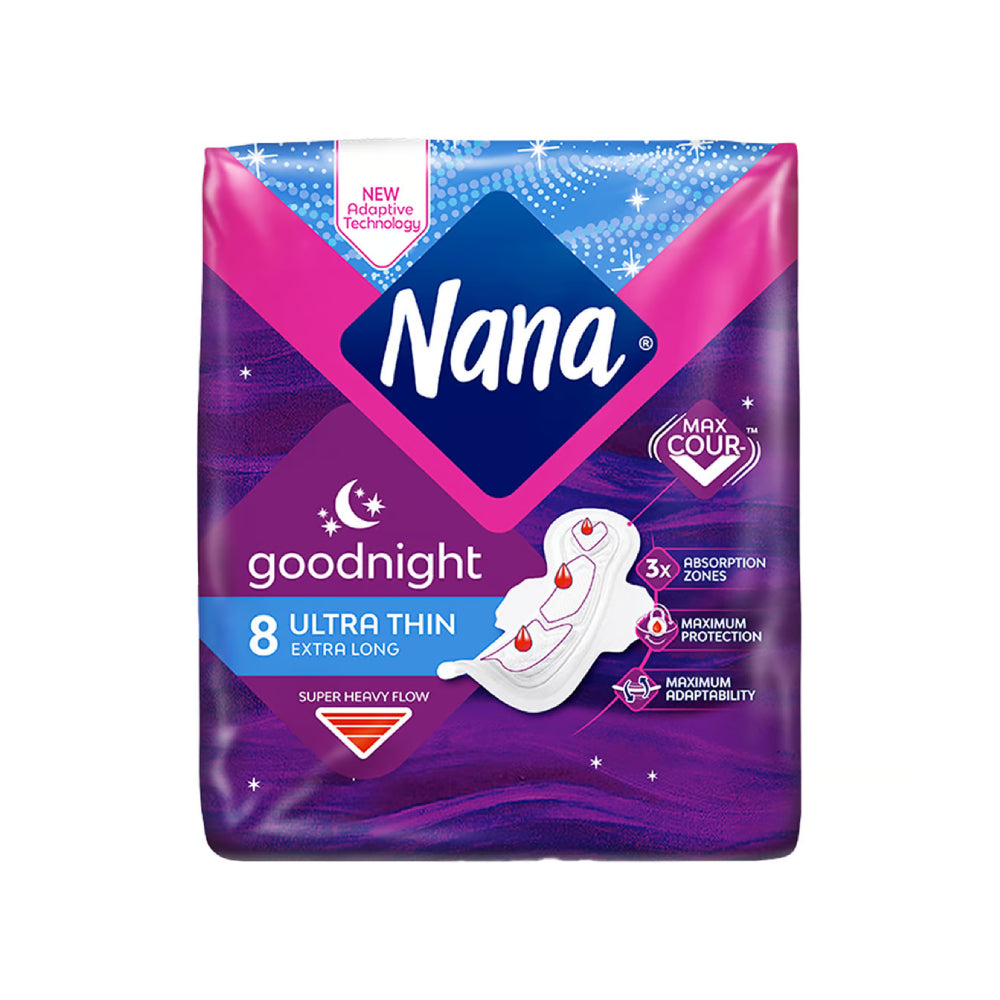 Nana Goodnight Ultra Thin Extra Long Sanitary Pads With Wings 8s
