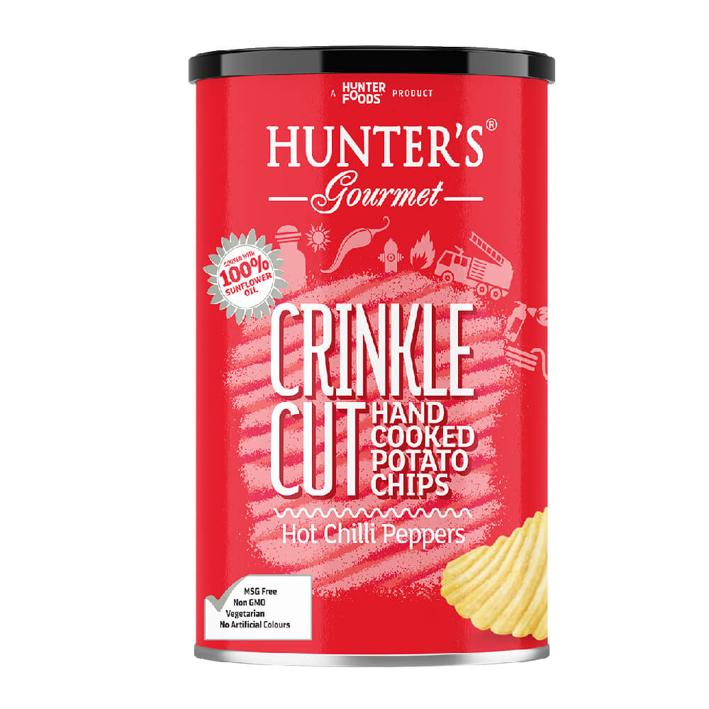 Hunters Gourmet Crinkled Chips Hot Chili Peppers 140gm