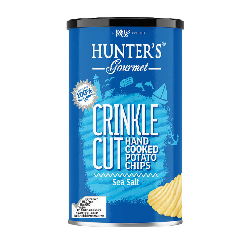 Hunters Gourmet Crinkled Chips Sea Salt 140gm