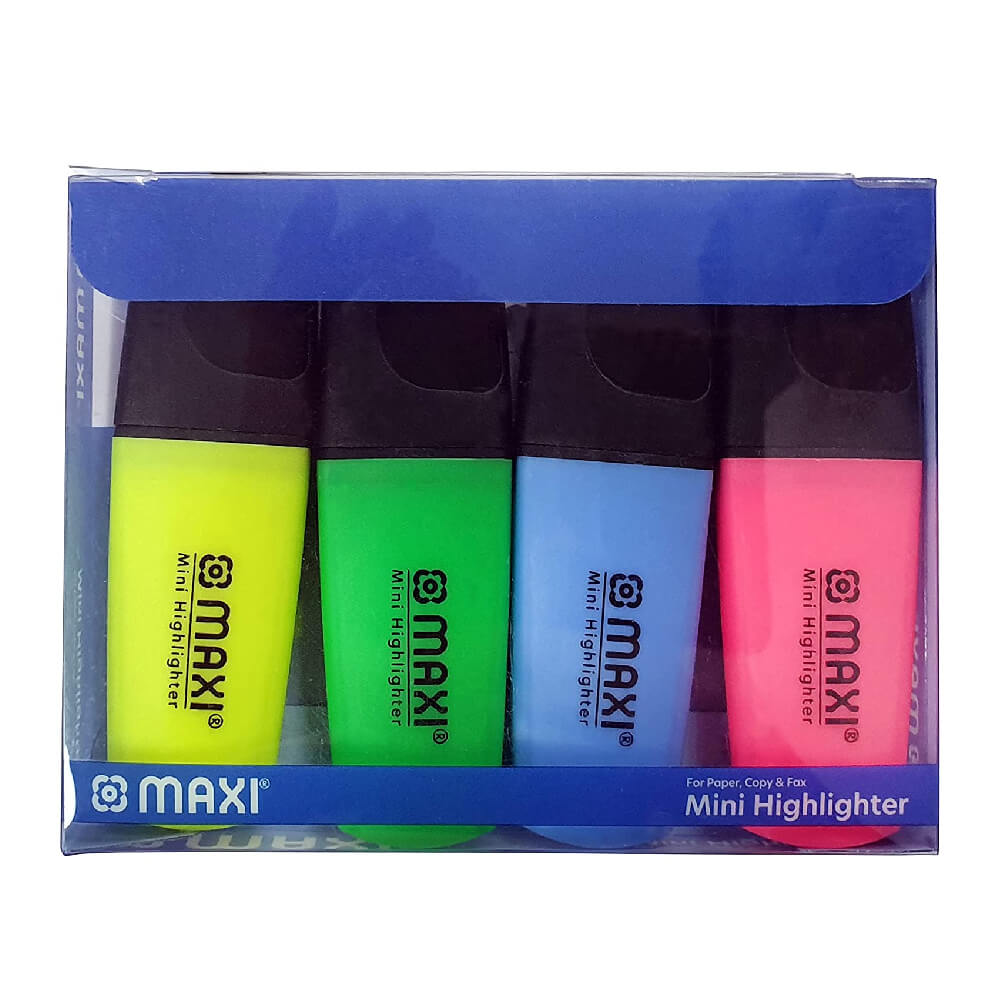 Maxi Super-Fluo Mini Highlighter Wallet Of 4