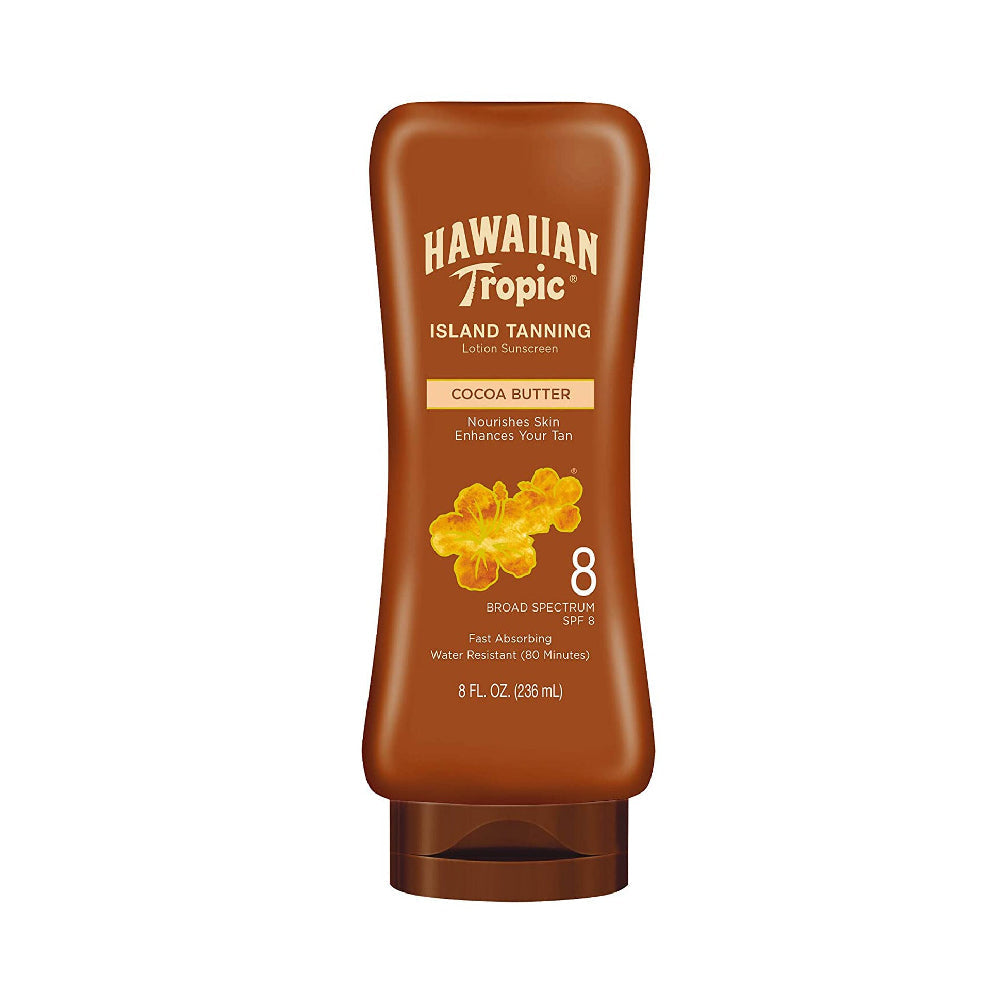 Hawaiian Tropic Island Tanning Reef Friendly Lotion Sunscreen With Cocoa Butter SPF8 White 236ml
