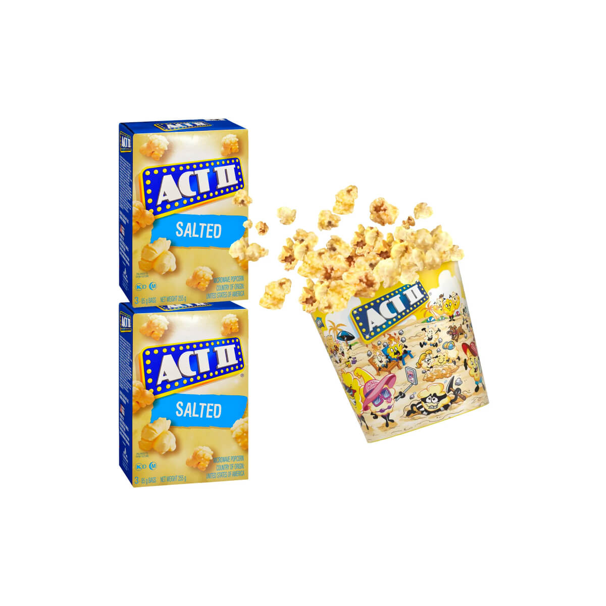 Act II Salted Popcorn 2x255g + Free Tub