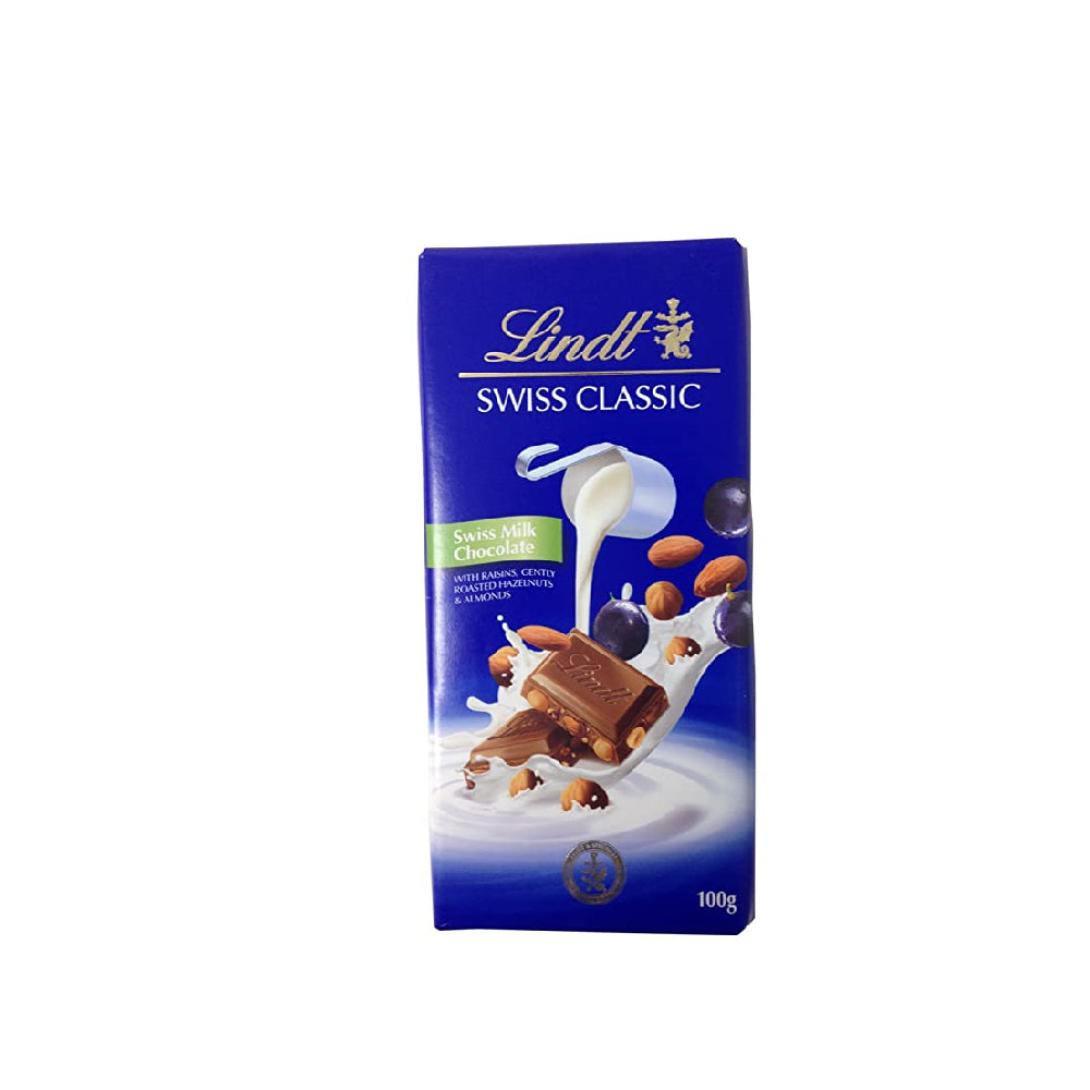 Lindt Swiss Classic Milk Choco w/ Raisin&Nuts 100G