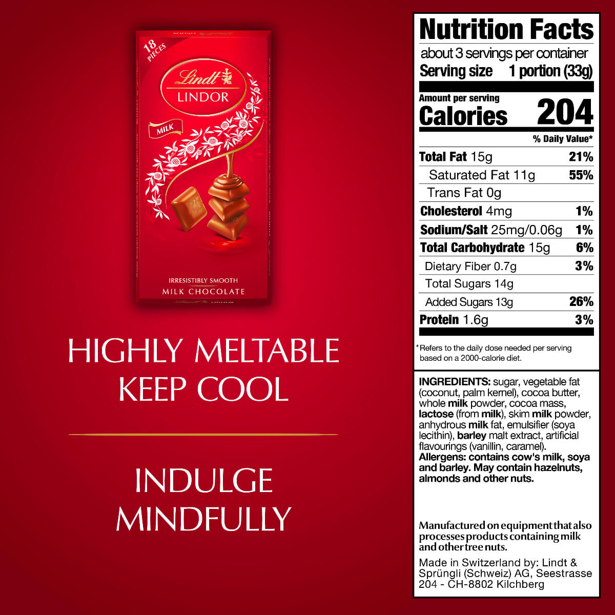 Lindt Lindor Milk Chocolate Irresistibly Smooth 100gm