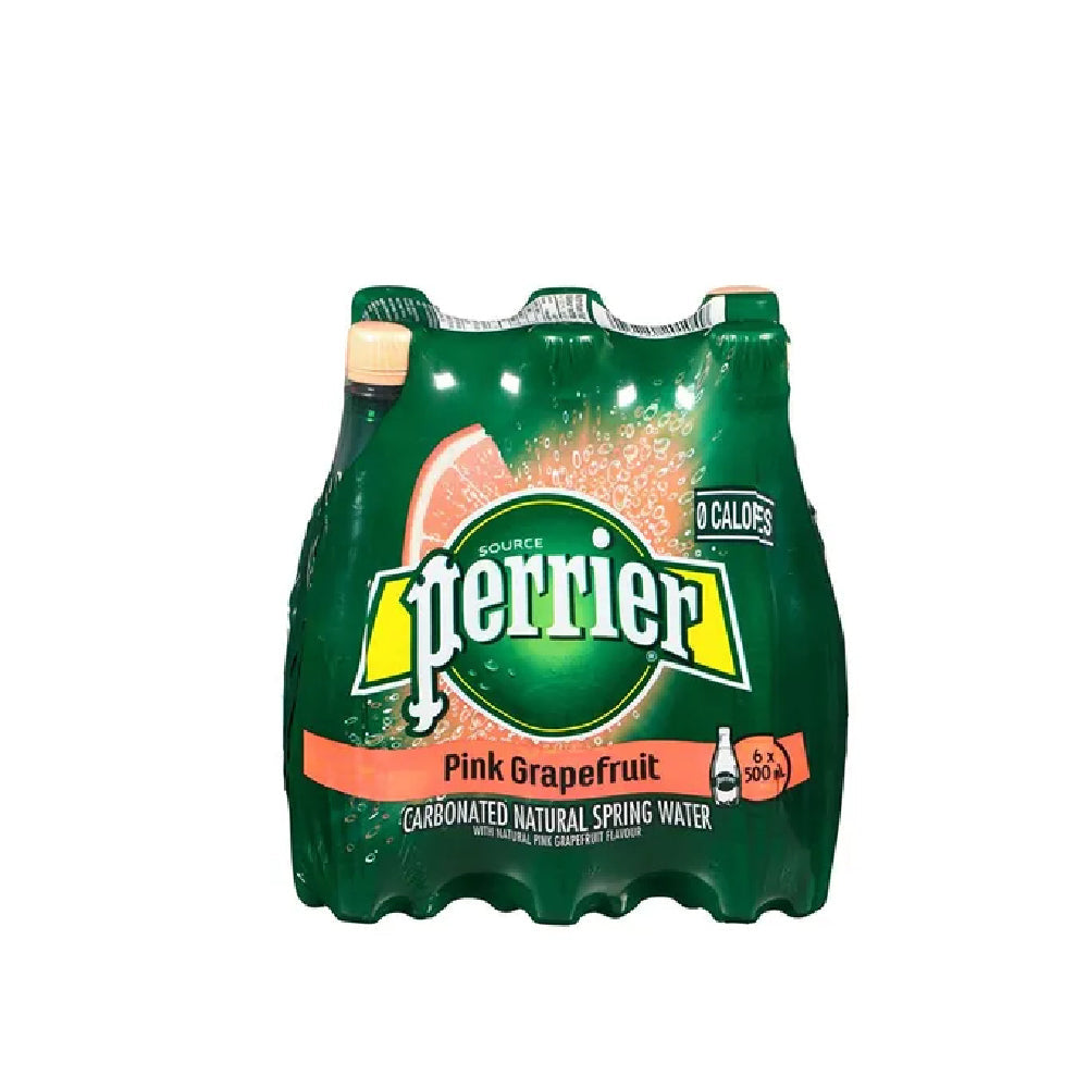 Perrier Natural Sparkling Mineral Water Pink Grapfruit Flavored 6x500ml PET Bottle