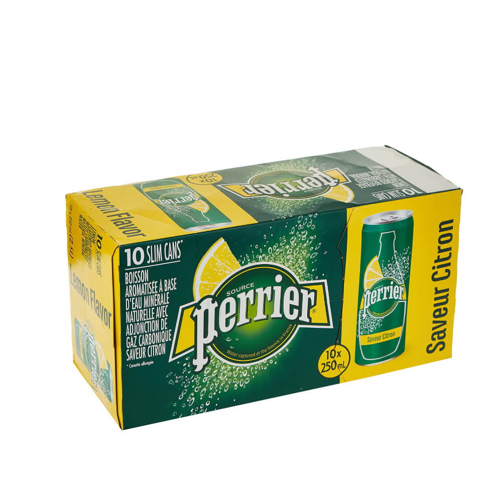 Perrier Sparkling Water Lemon Slim Can 250mlx10