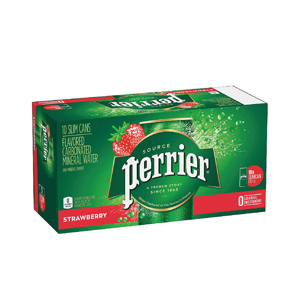 Perrier Sparkling Water S/berry Slim Can 250ml