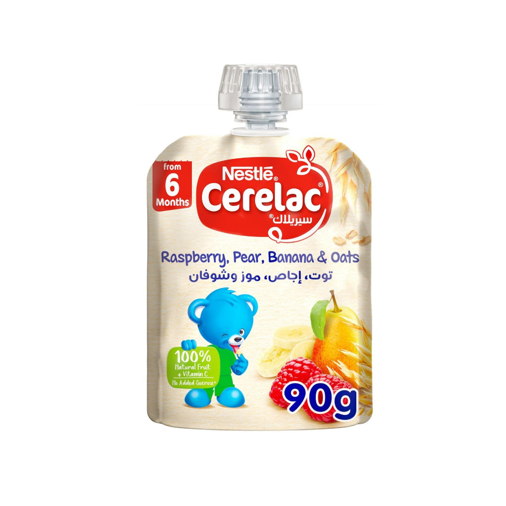 Cerelac Raspberry, Pear, Banana & Oats Fruits Pouch 90gm