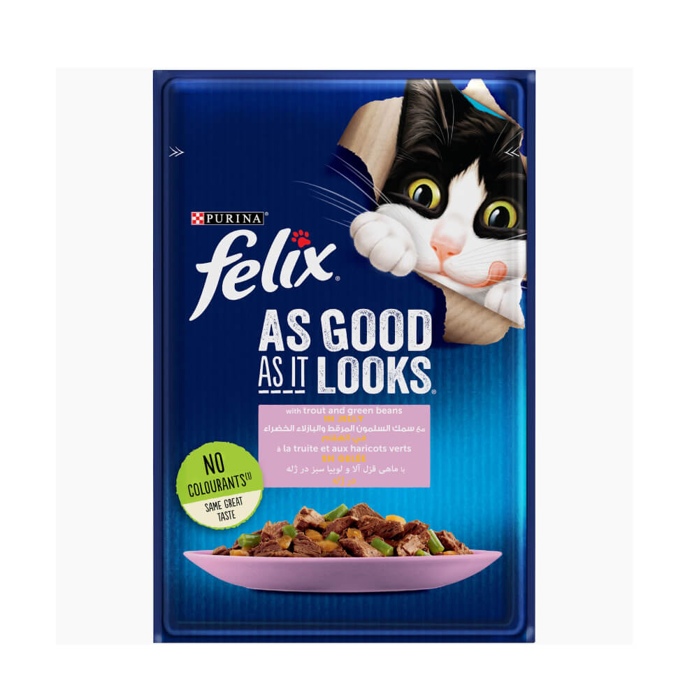Felix As Good As It Looks With Trout & Green Beans In Jelly Wet Cat Food 85gm