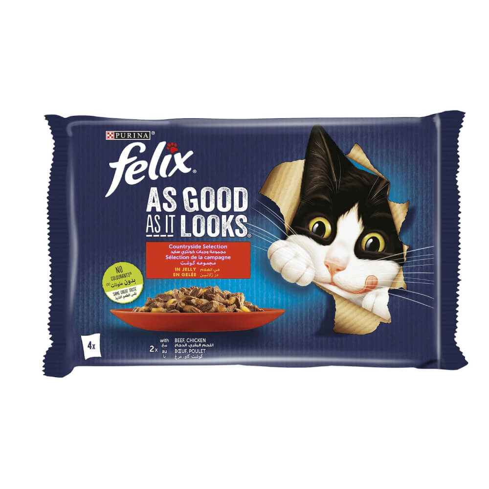Felix As Good As It Looks Countryside Selection With Beef & Chicken In Jelly Wet Cat Food 4x85gm