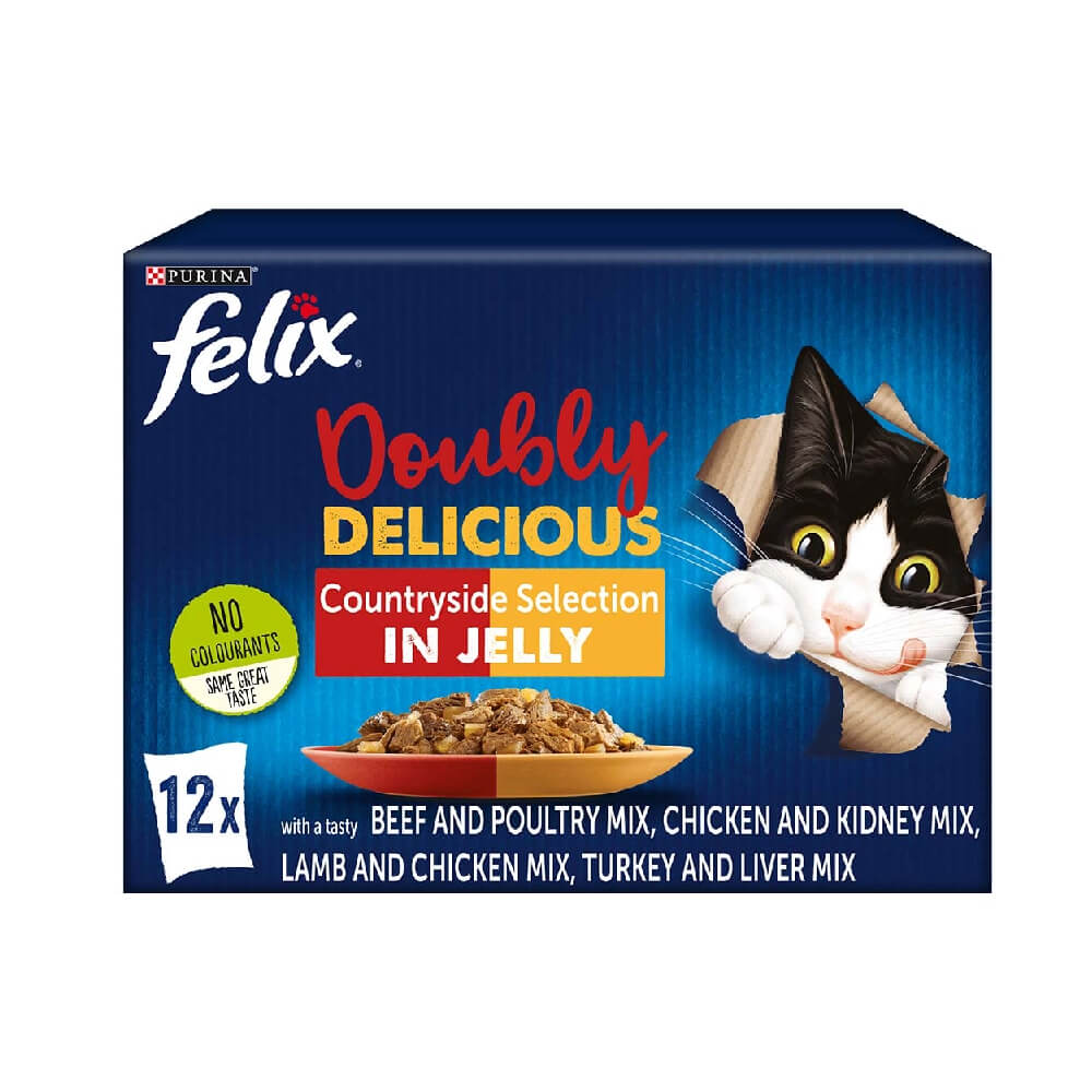 Felix Doubly Delicious Countryside Meaty Selection In Jelly Wet Cat Food 12x85gm