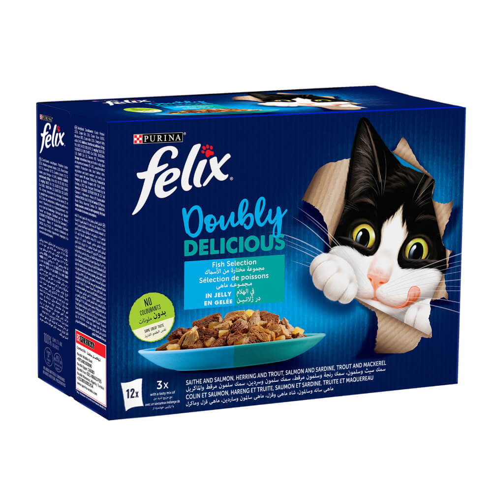 Felix Doubly Delicious Fish Selection in Jelly Wet Cat Food 12x85gm