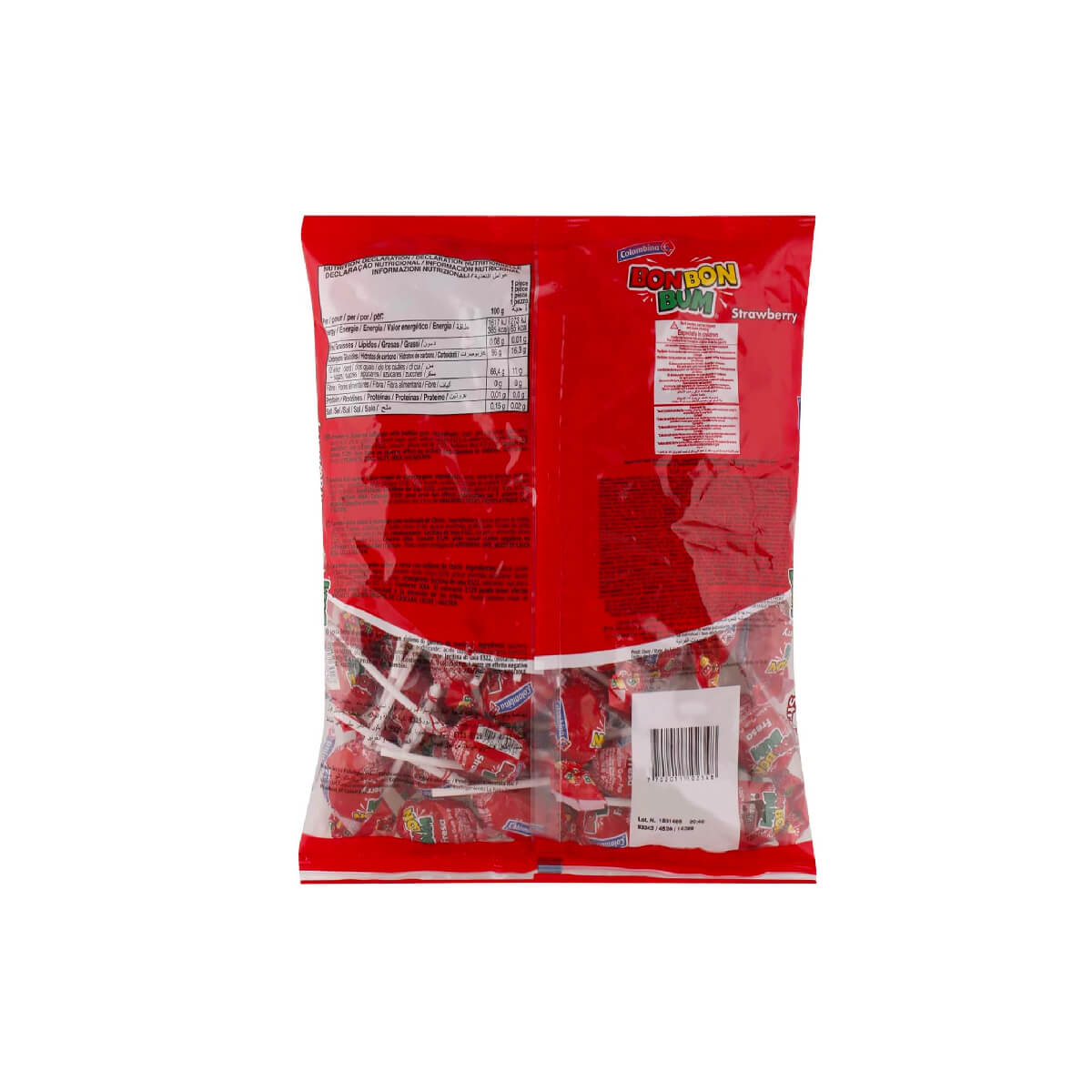 Colombina Bon Bon Bum Strawberry Bubble Gum Lollipop 816g
