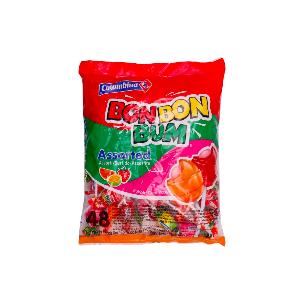 Colombina Bon Bon Bum Bubble Gum Lollipop 816g