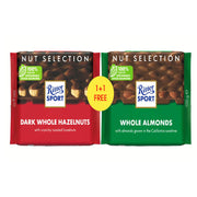 Ritter Sport Dark Whole Hazelnuts & Almonds Chocolate Bar 100g 1+1 Free