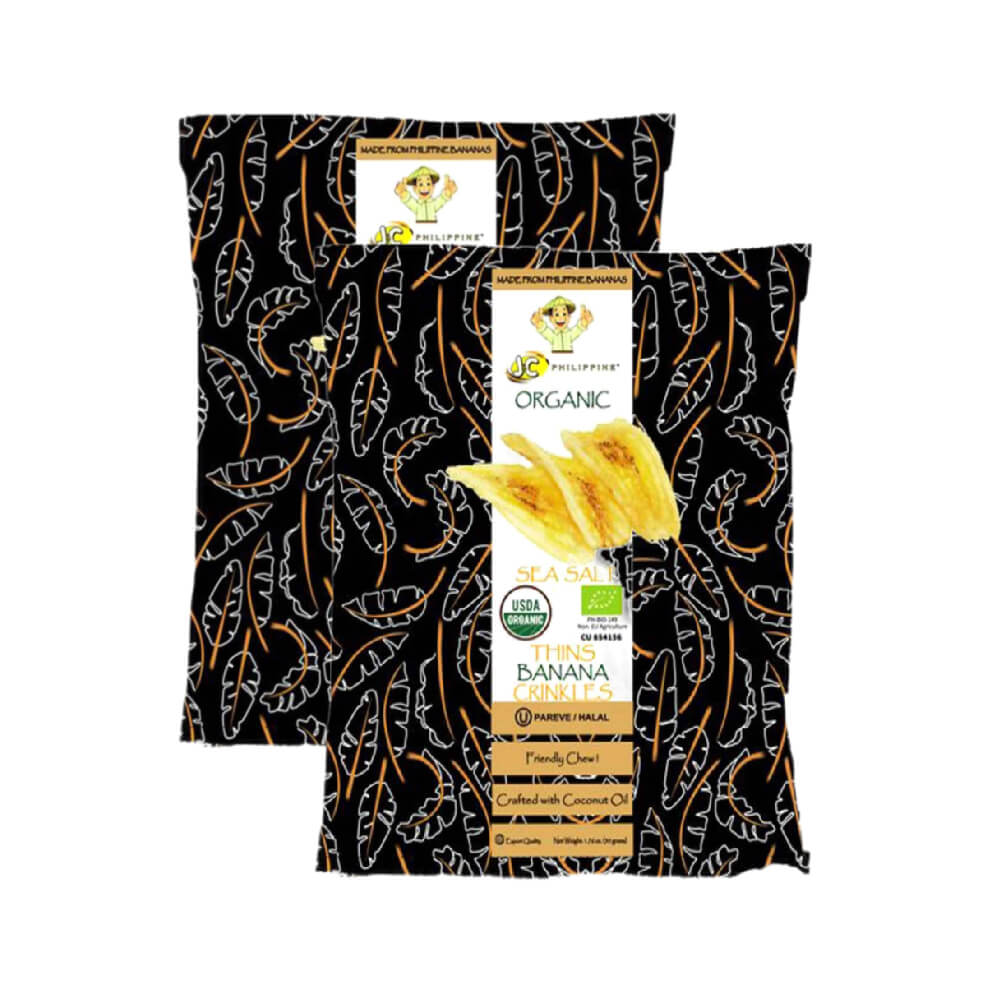 J&C Organic Sea Salt Thins Banana Crinkles 50Gm 1+1 Free