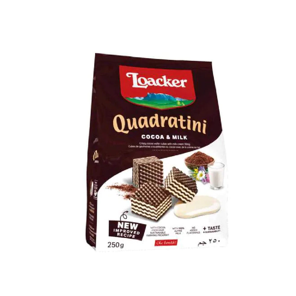 Loacker Quadratini Cocoa & Milk Wafers 250G