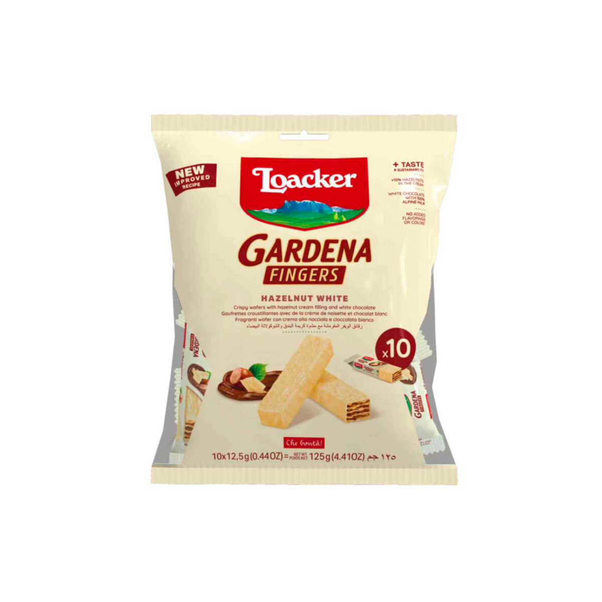 Loacker Gardena Hazelnut White Chocolate Fingers Wafers 125g