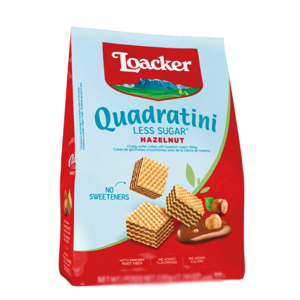 Loacker Quadratini Less Sugar Hazelnut Wafers 110G