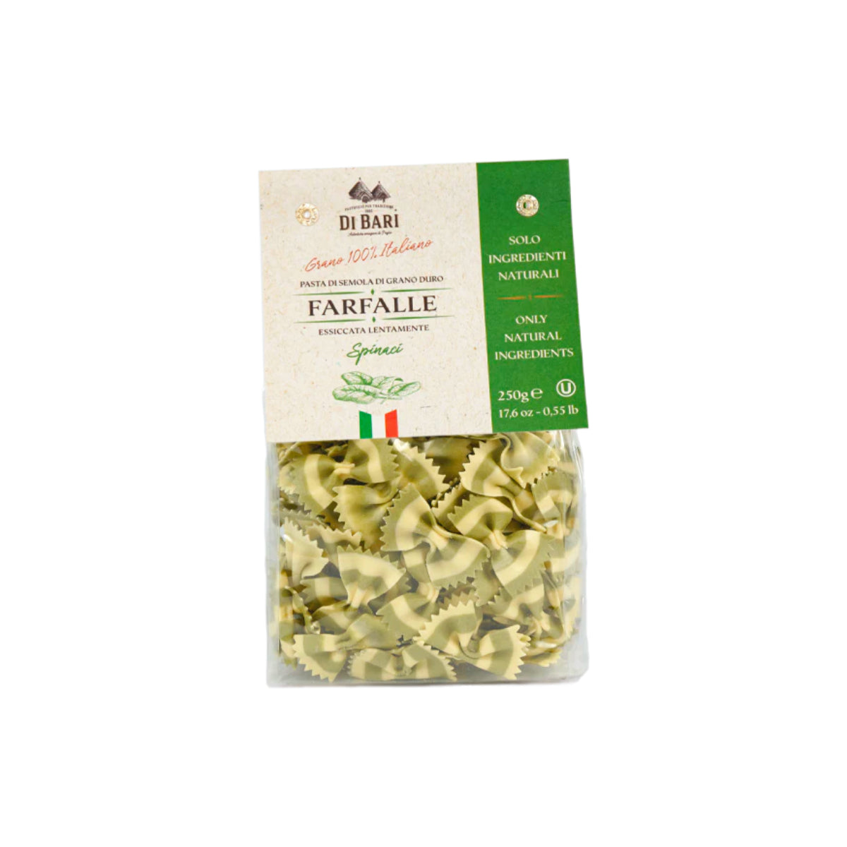 Di Bari Farfalle Spinach Italian Pasta 250g